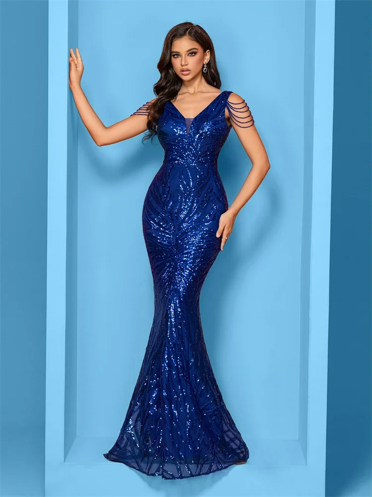 Robe de Soirée Bleue Paillettes chez robe paillette