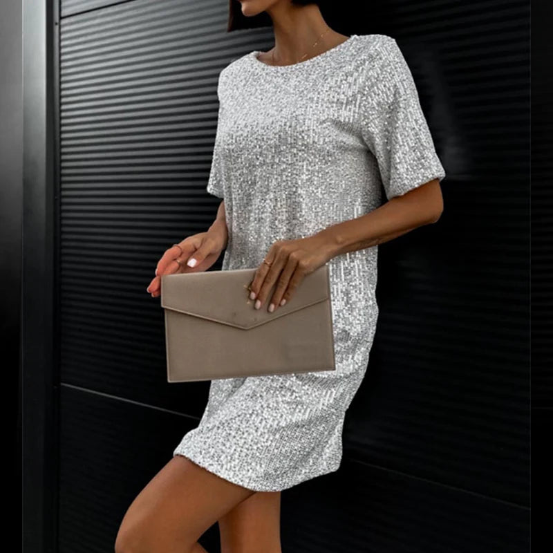 Robe Droite Paillette Argent chez robe paillette