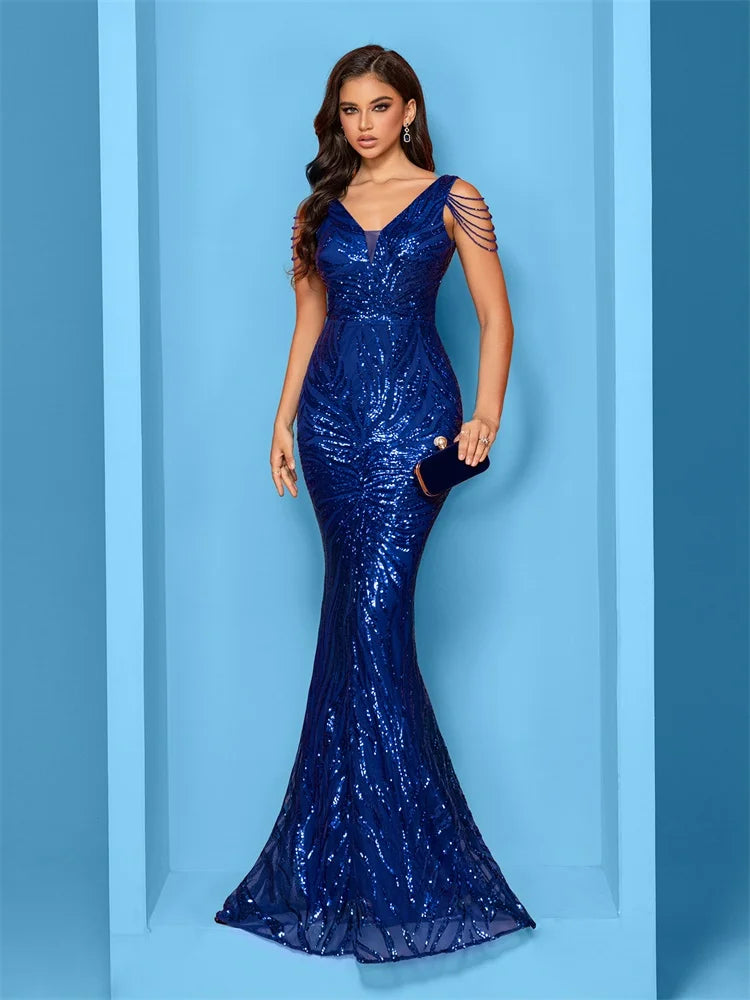 Robe de Soirée Bleue Paillettes chez robe paillette