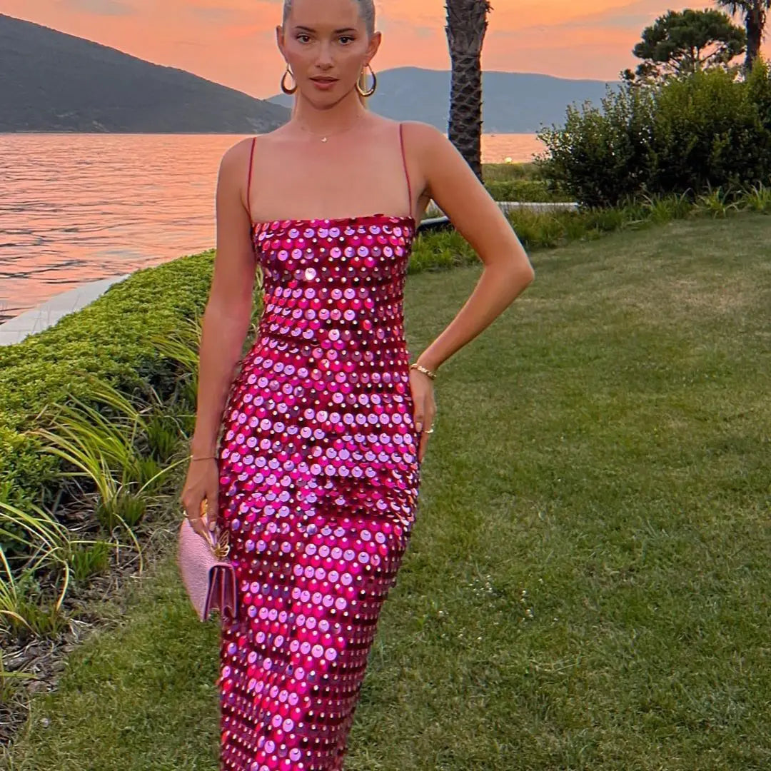 Robe Paillette Sequin Rose chez robe paillette