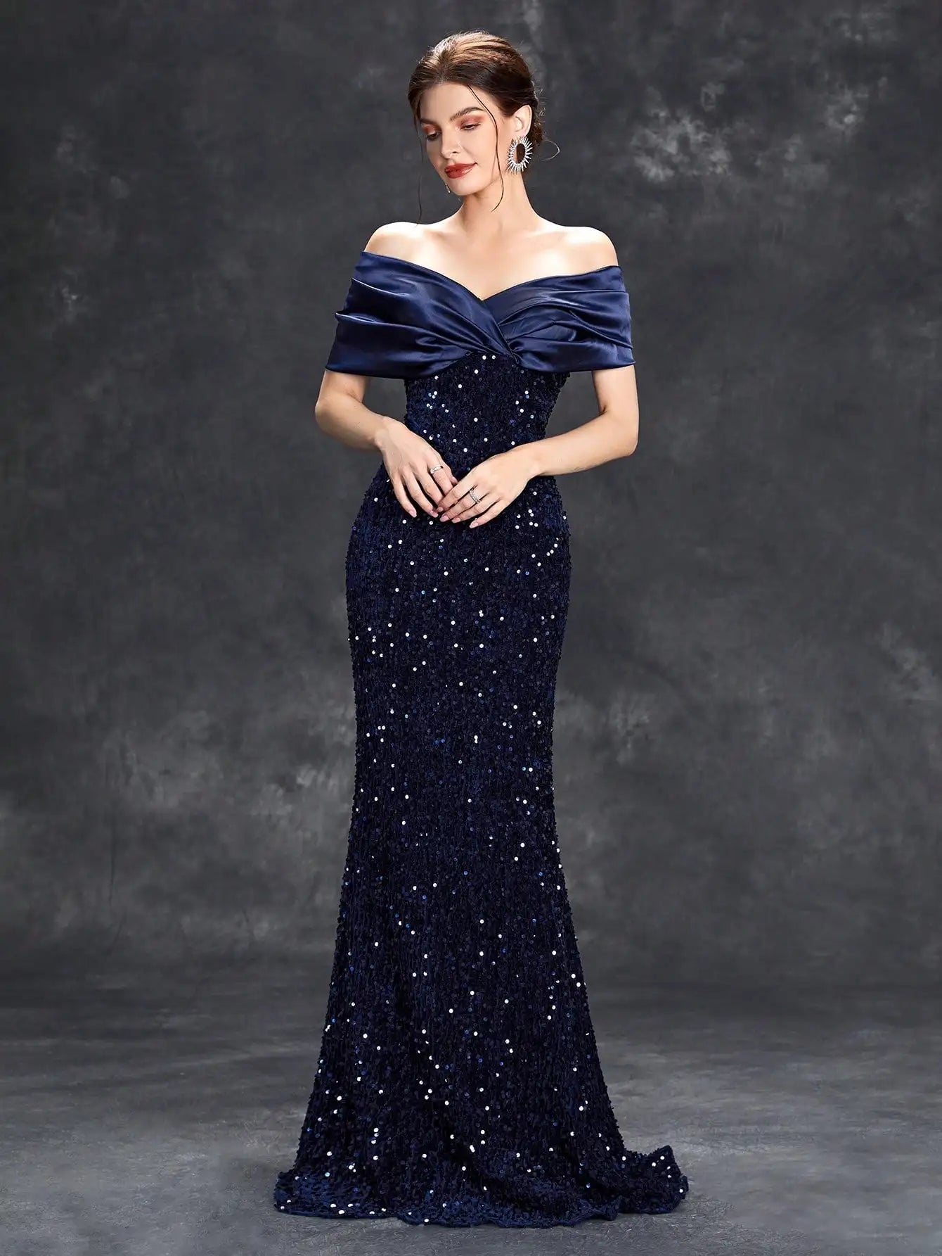 Robe Bustier Paillette BLEU PROFOND chez robe paillette
