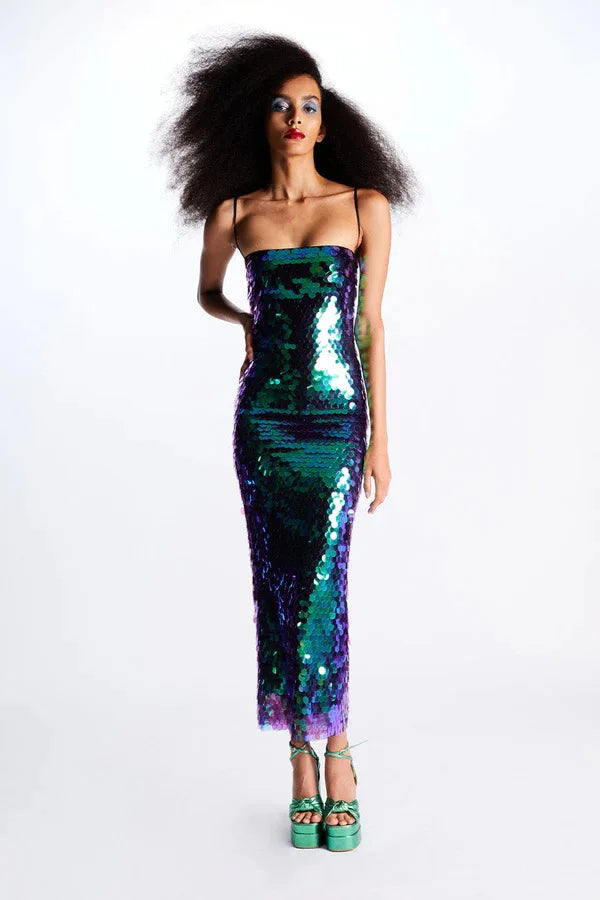 Robe Paillette Sequin vert chez robe paillette