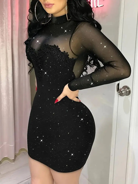 Robe Paillette Transparente noir chez robe paillette