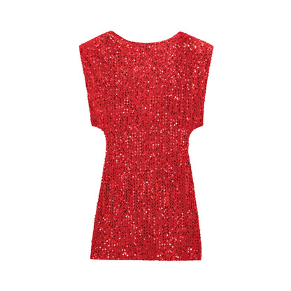 Robe Paillette Dos Nu Rouge chez robe paillette